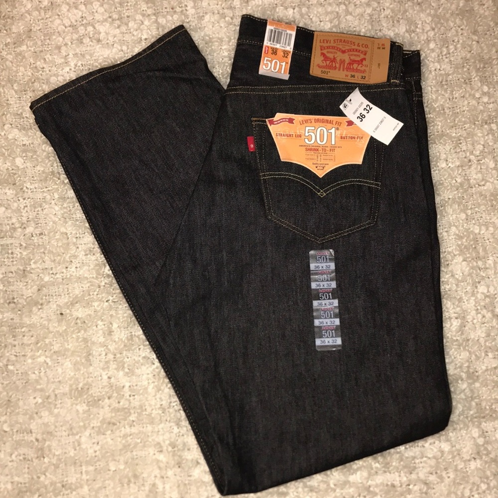 LEVI’s 501 black rigid denim W:36 L:32